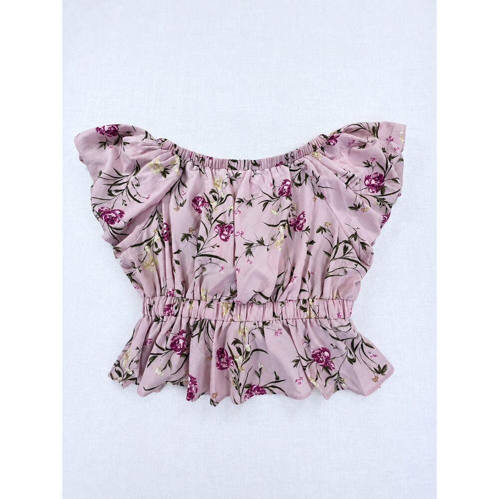 Evolutionary Floral Ruffle Crop Top – Size L - Picture 3 of 8